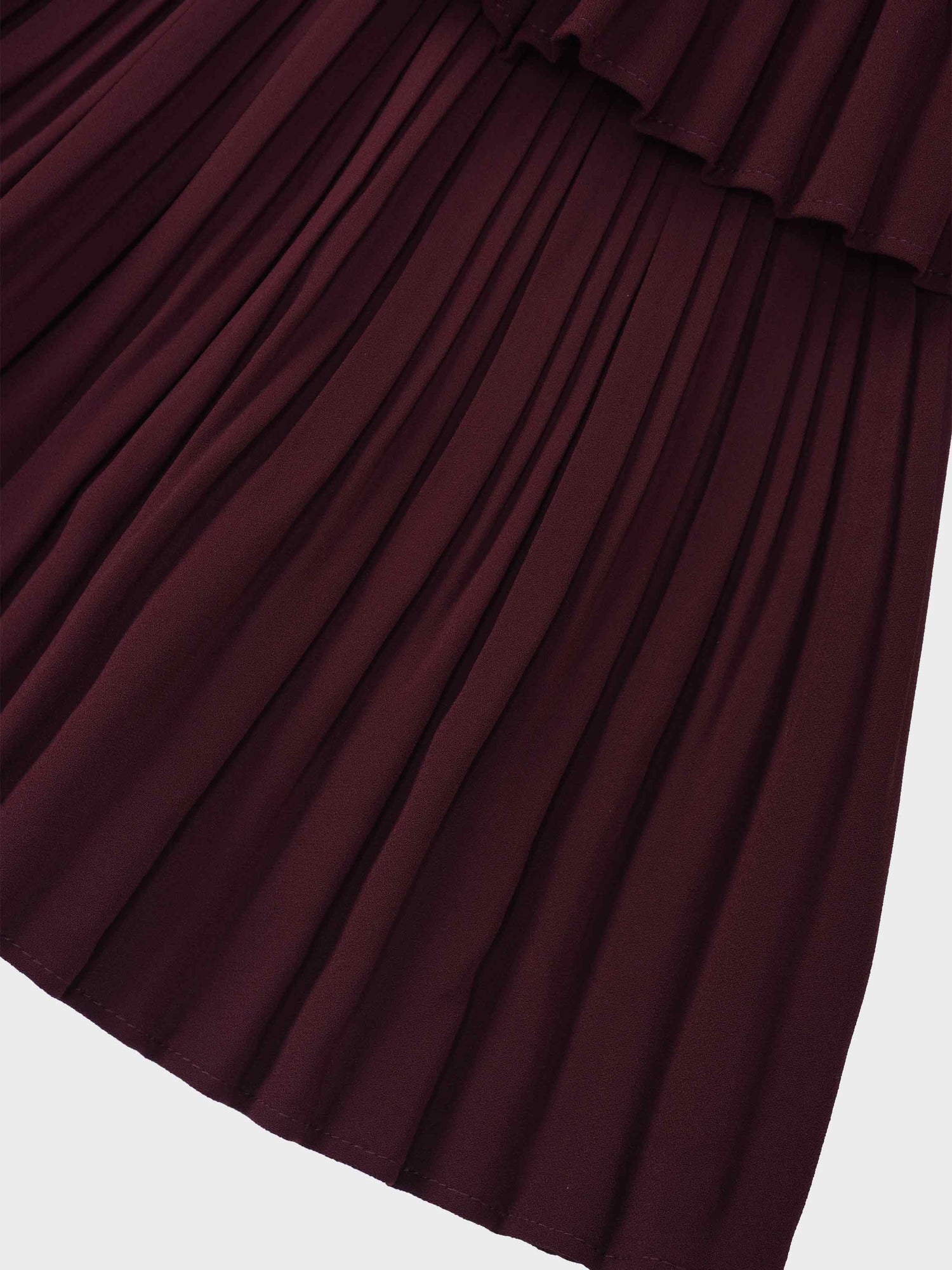 Pleated Layer Skirt 37&quot;-Burgundy
