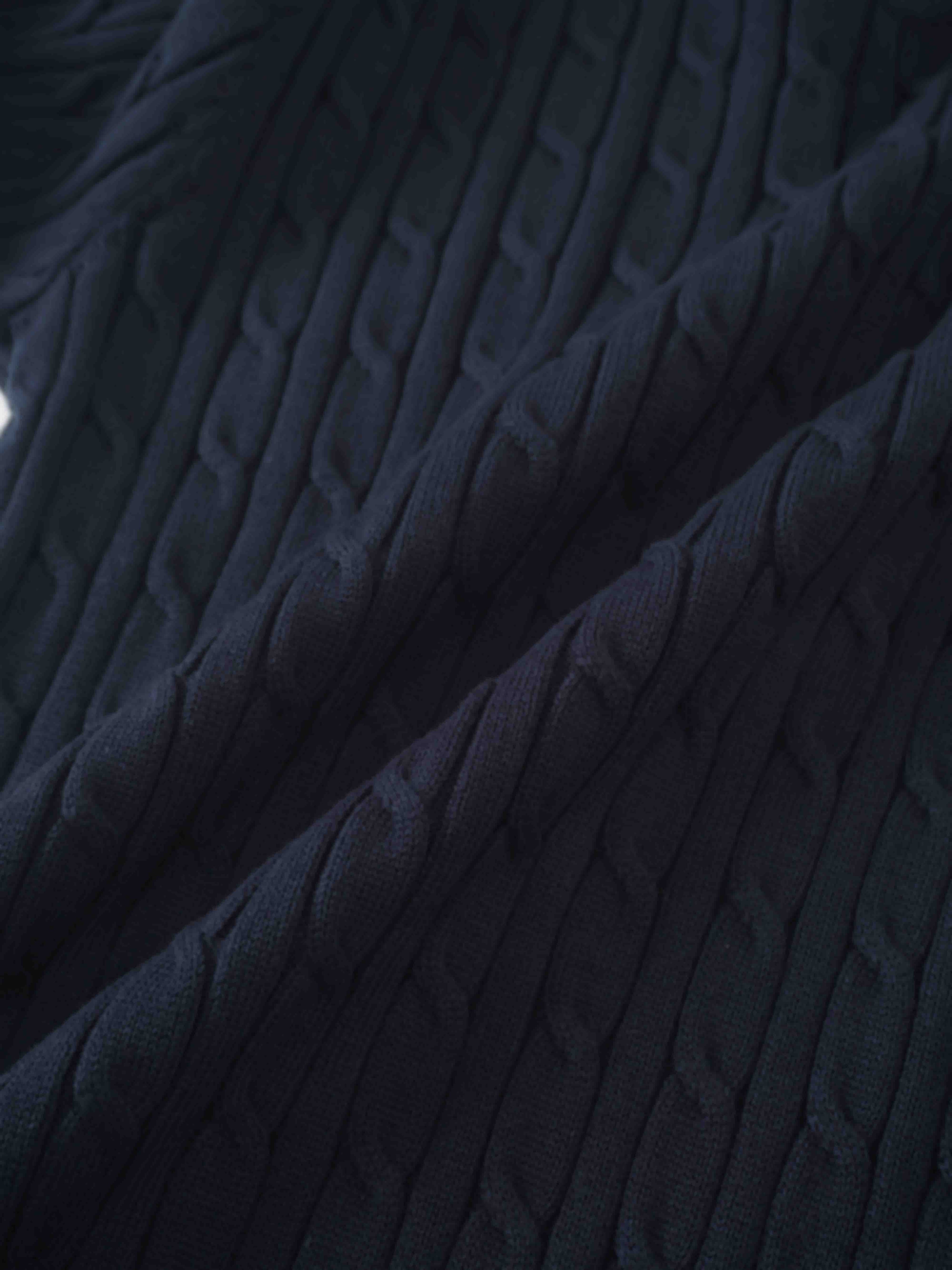 Logo Cable Sweater-Navy/Hunter Green