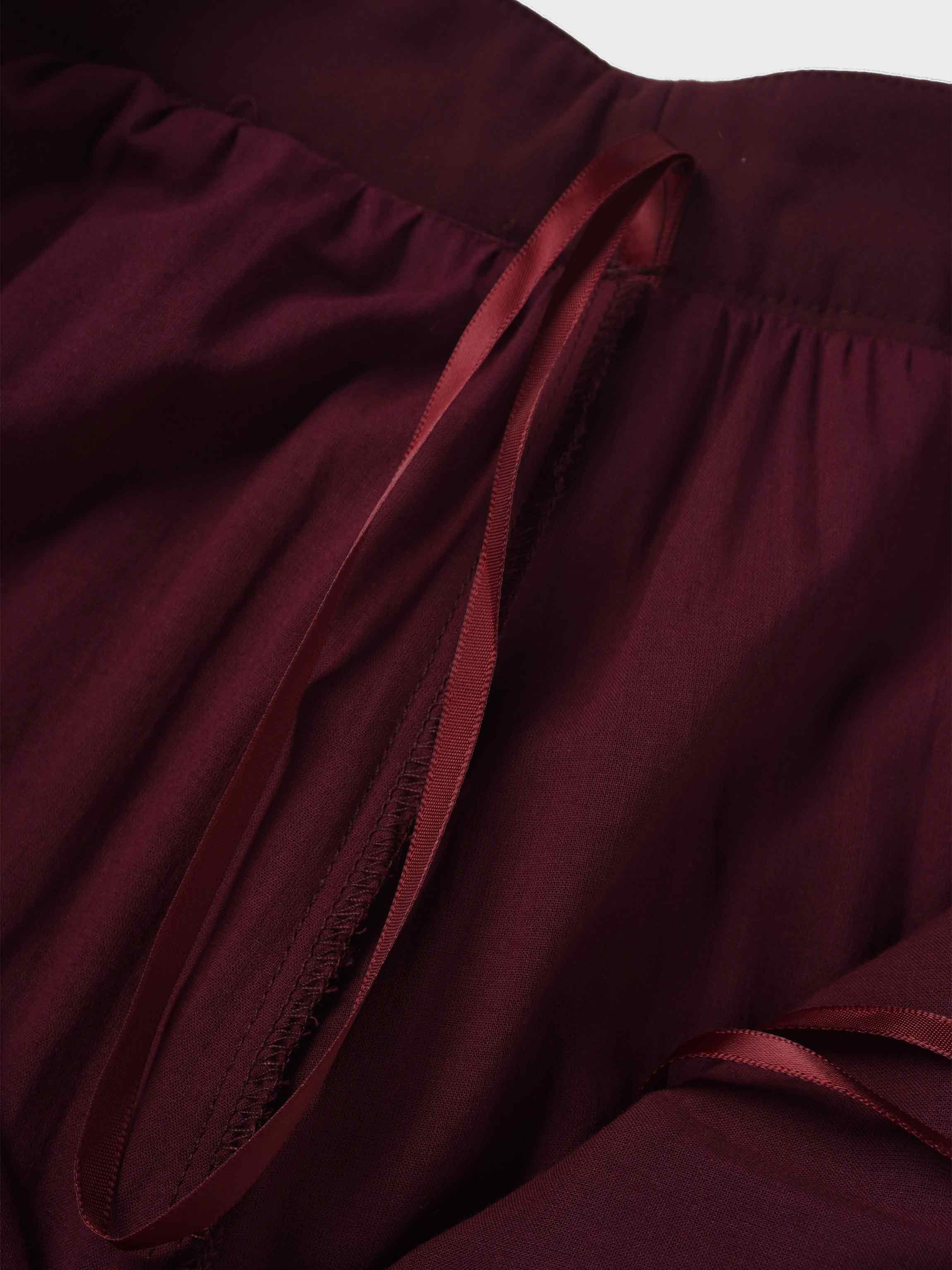 Pleated Layer Skirt 37&quot;-Burgundy