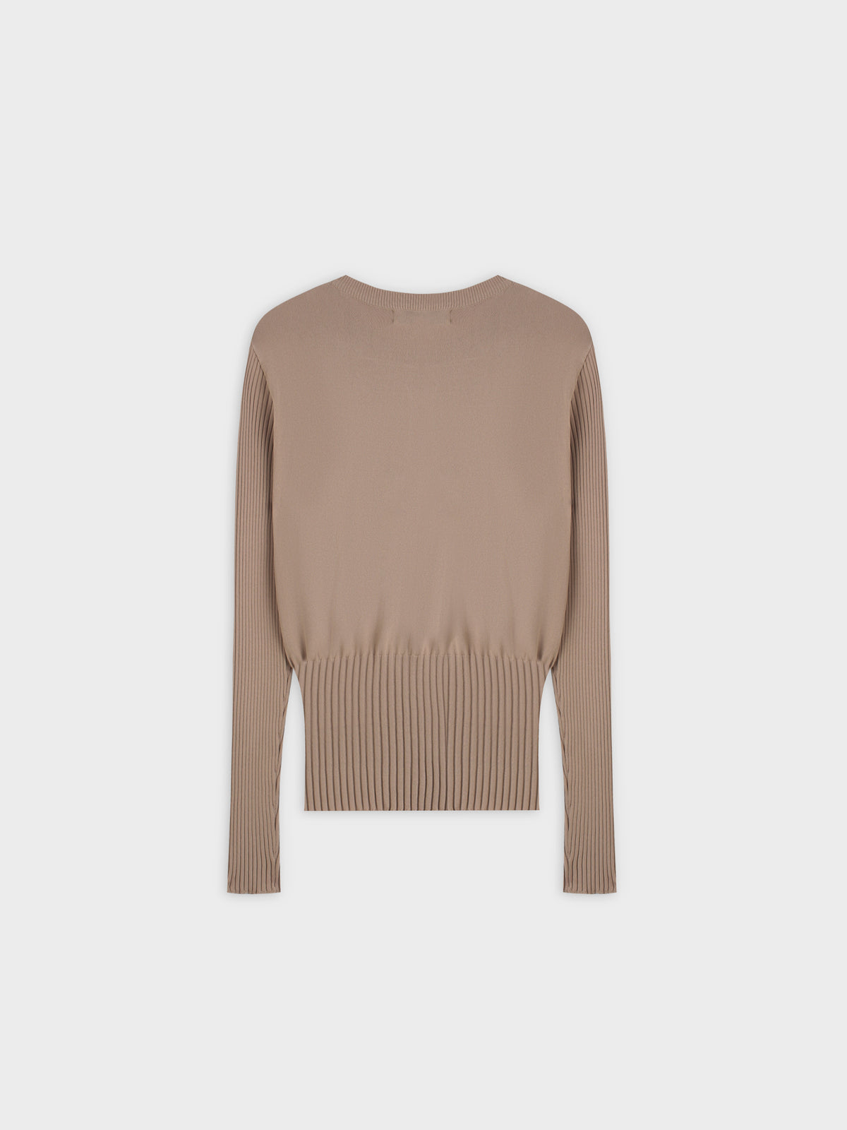 RIBBED WAISTED SWEATER-TAN