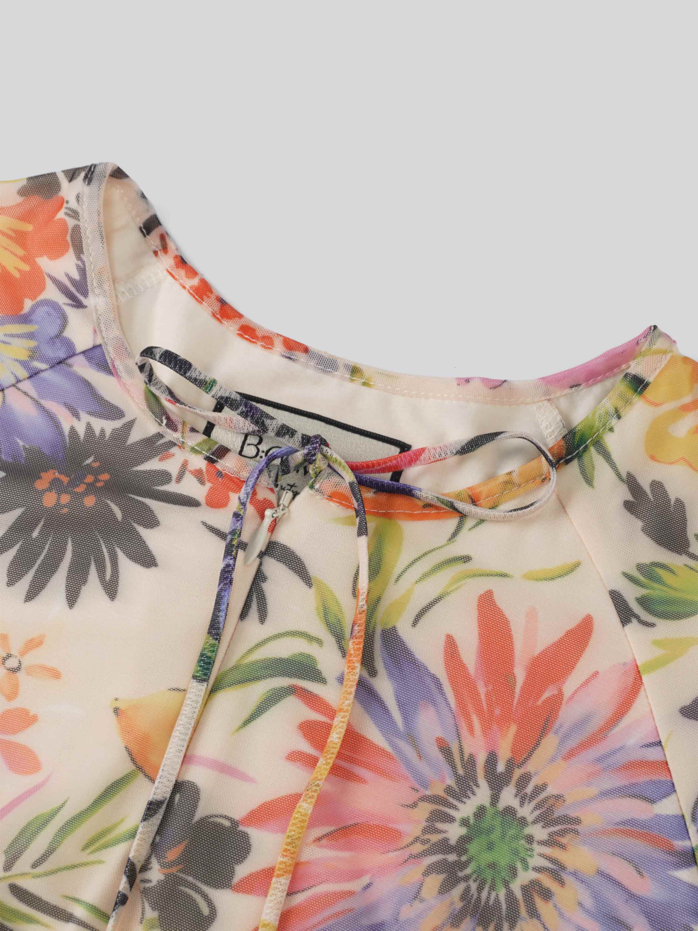 Mesh Tiered Dress-Spring Floral