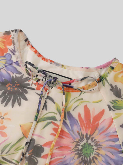 Mesh Tiered Dress-Spring Floral