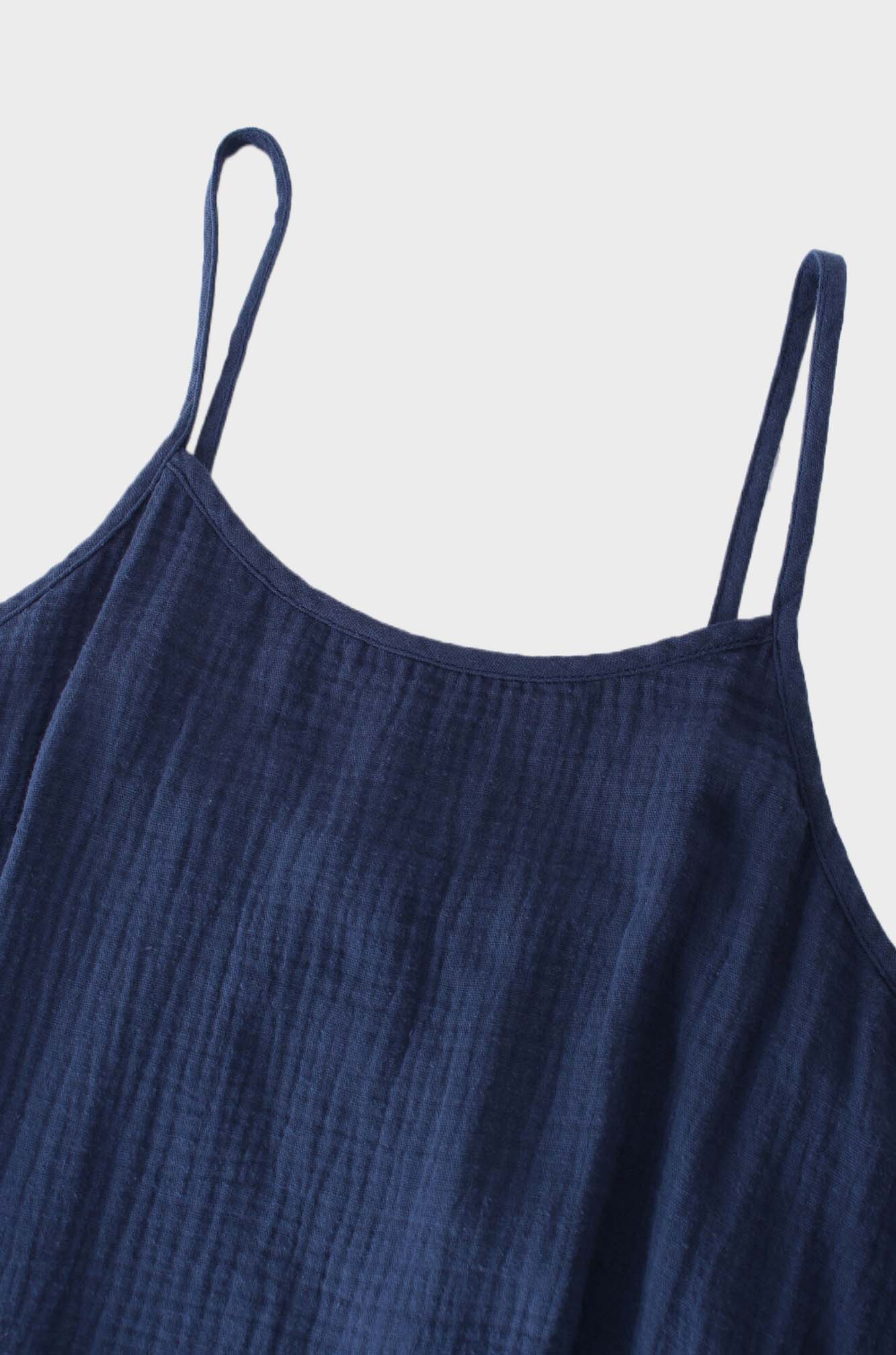 Gauze Slip Dress-Navy