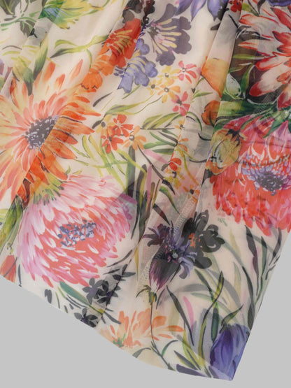 Mesh Tiered Dress-Spring Floral