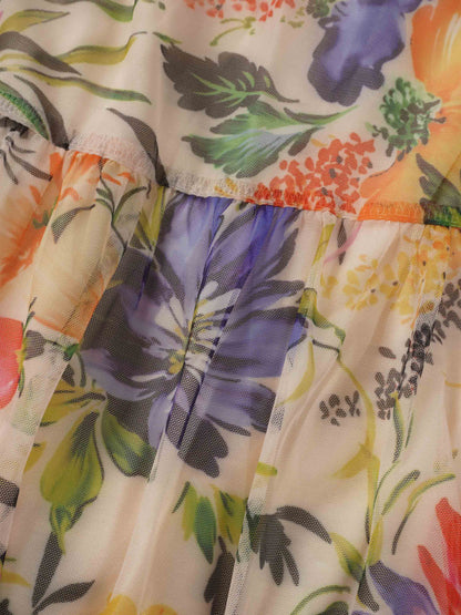 Mesh Tiered Dress-Spring Floral