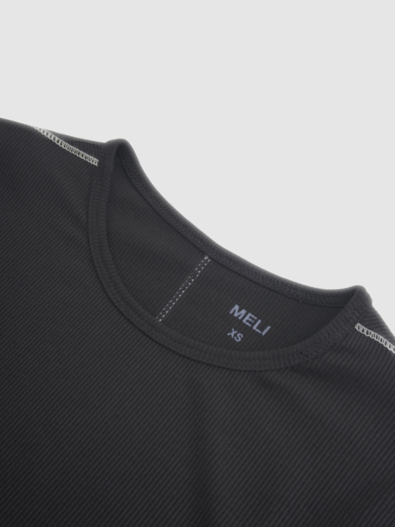 Cross Stitch Ribbed T-Shirt-Black