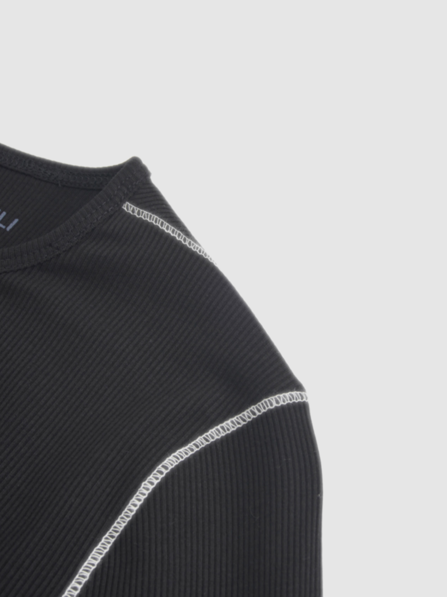 Cross Stitch Ribbed T-Shirt-Black