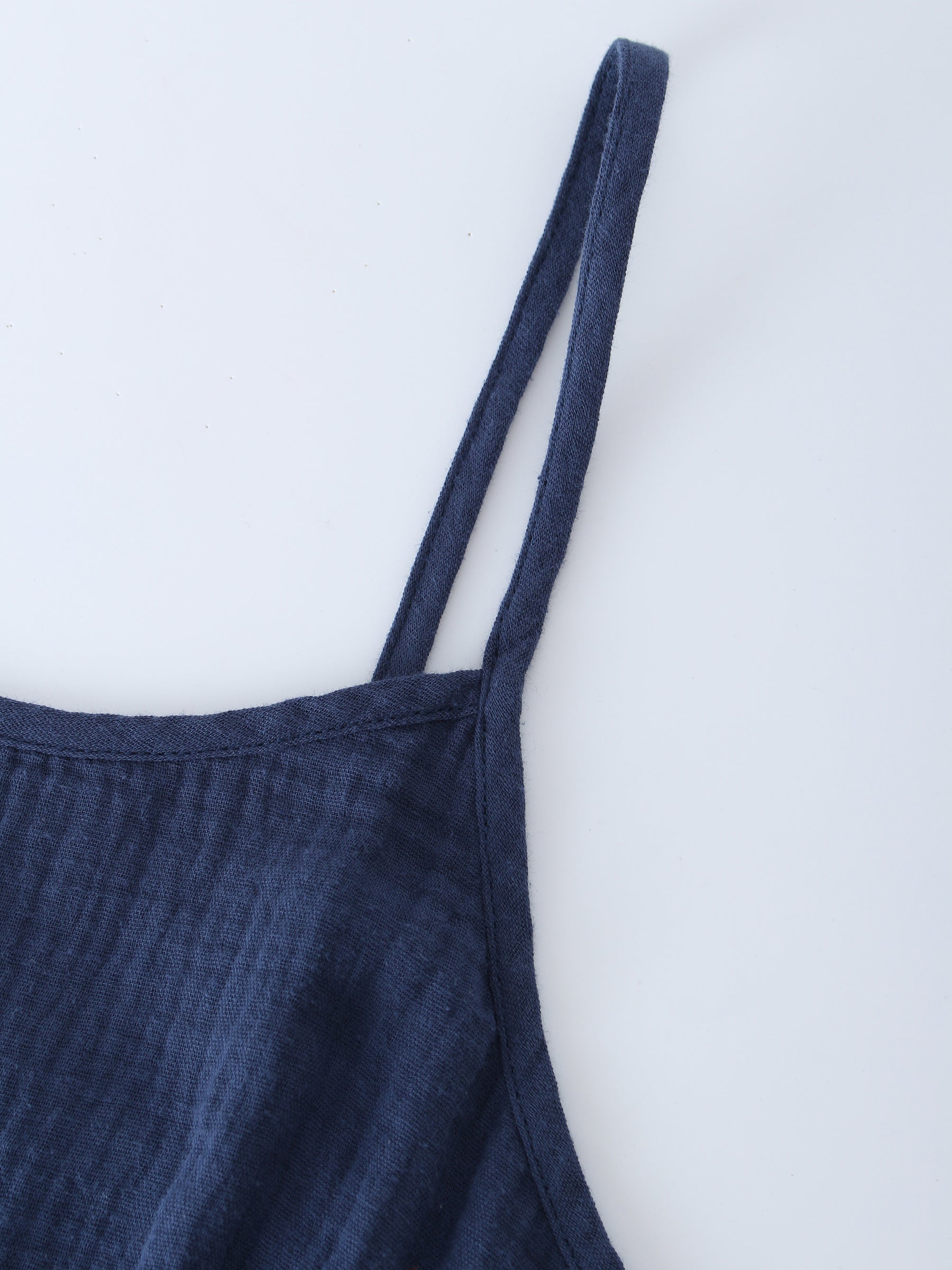 Gauze Slip Dress-Navy