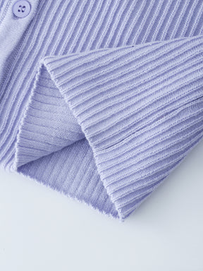 Ribbed Knit Cardigan-Lavender