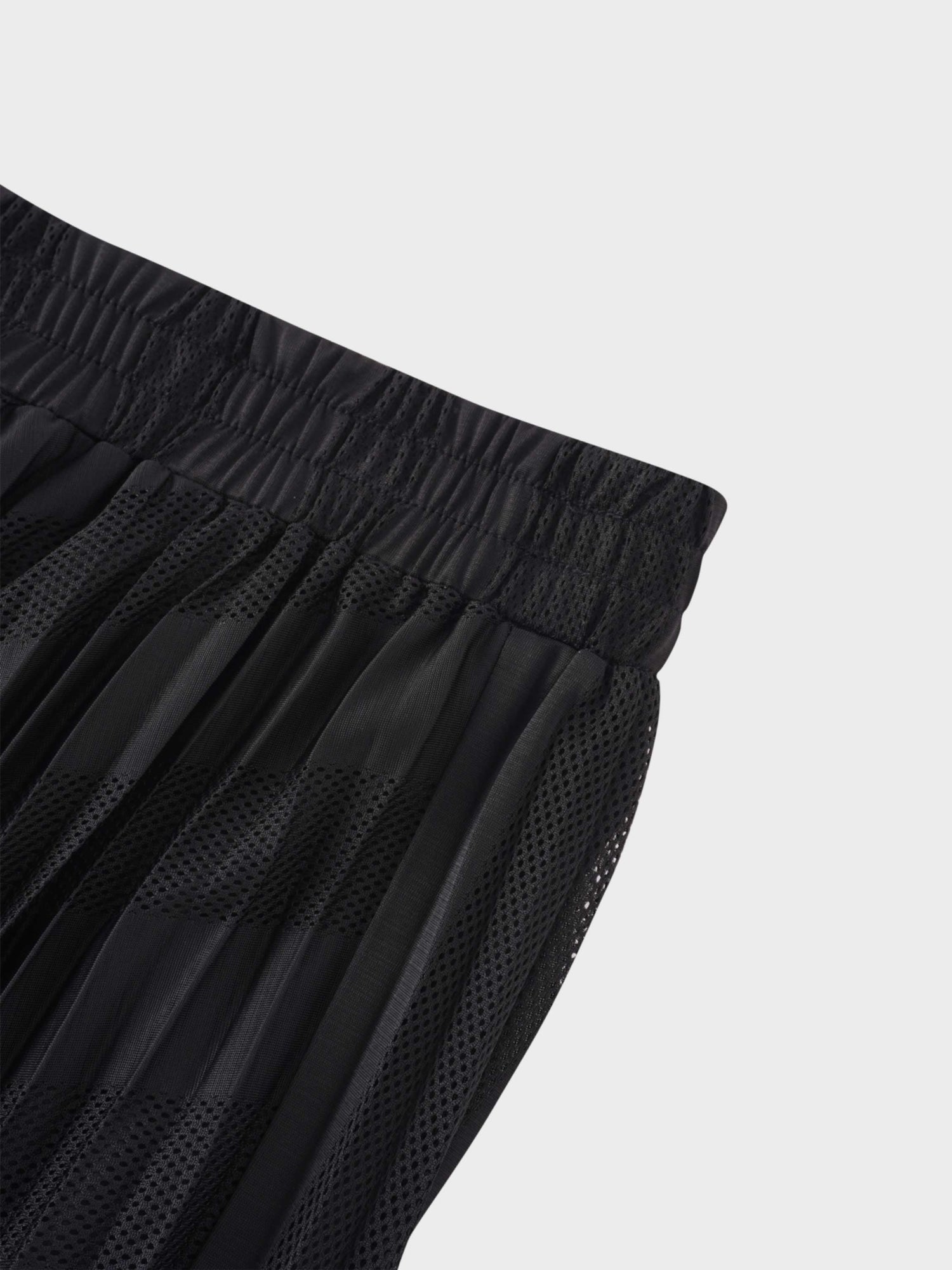 Perforated Pleated Skirt-Black