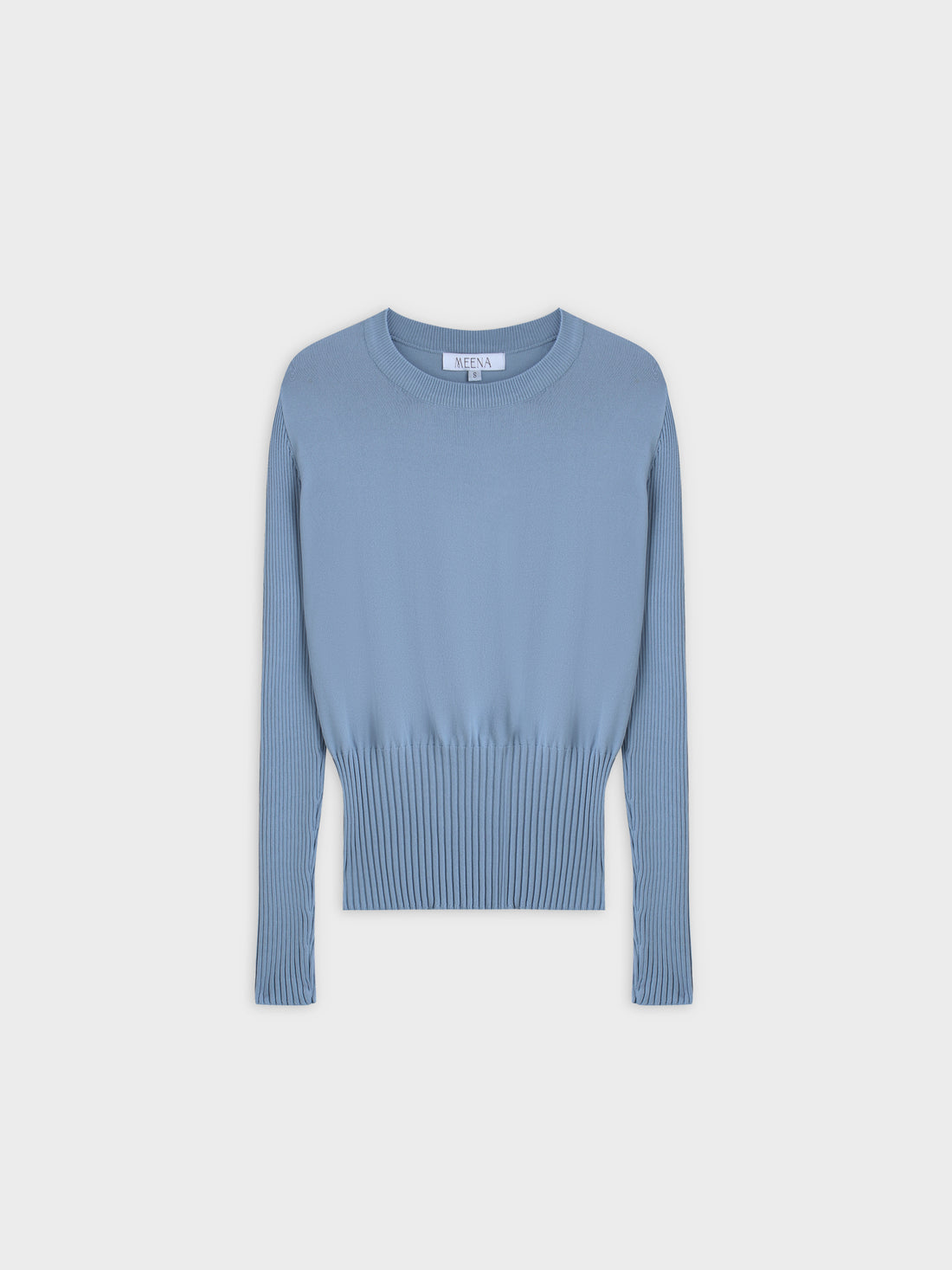 RIBBED WAISTED SWEATER-STEEL BLUE