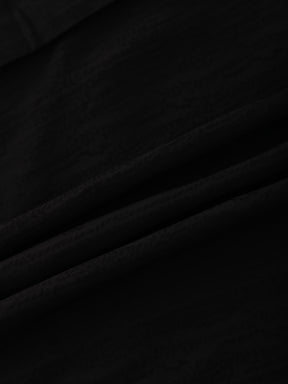 Silk Patterned A-line Shirtdress-Black