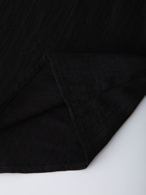 Silk Patterned A-line Shirtdress-Black