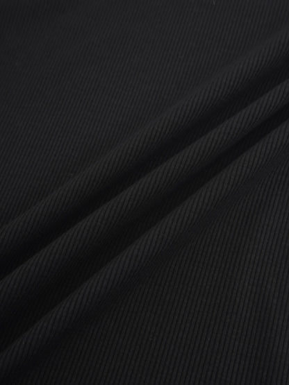 Cross Stitch Ribbed T-Shirt-Black