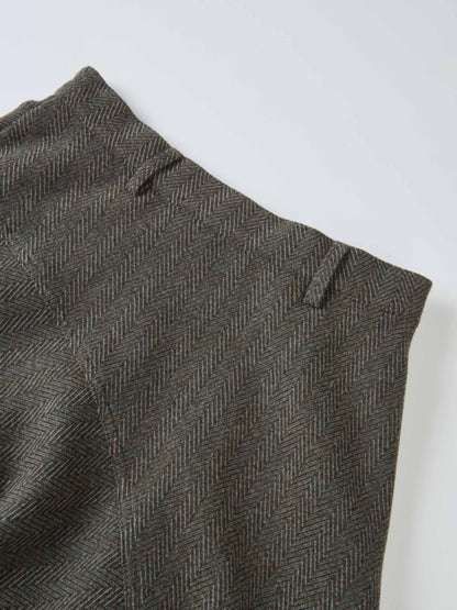 Curved Seam Full Skirt - Multi Herringbone