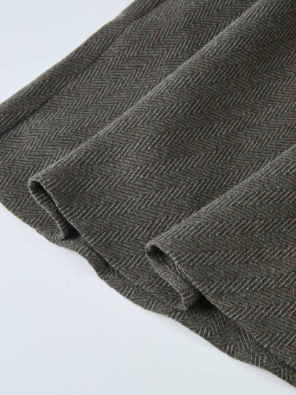 Curved Seam Full Skirt - Multi Herringbone