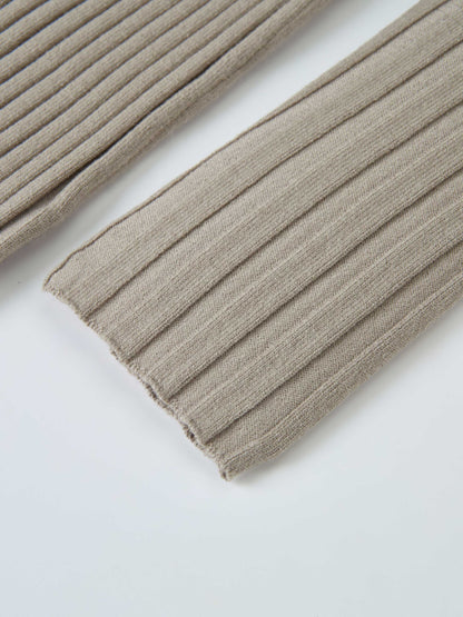 Ribbed Crew Neck Sweater - Light Mocha