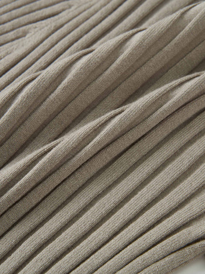 Ribbed Crew Neck Sweater - Light Mocha