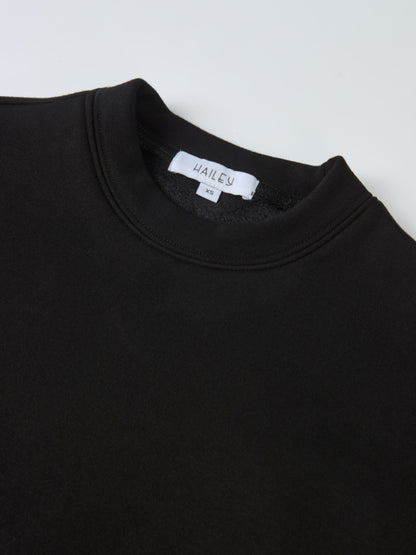 Cupro Bottom Sweatshirt Dress-Black