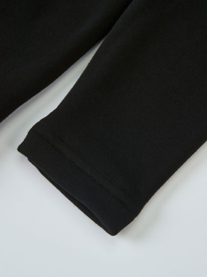 Cupro Bottom Sweatshirt Dress-Black