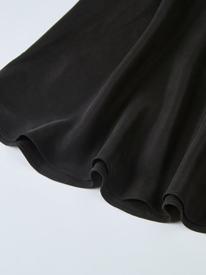 Cupro Bottom Sweatshirt Dress-Black