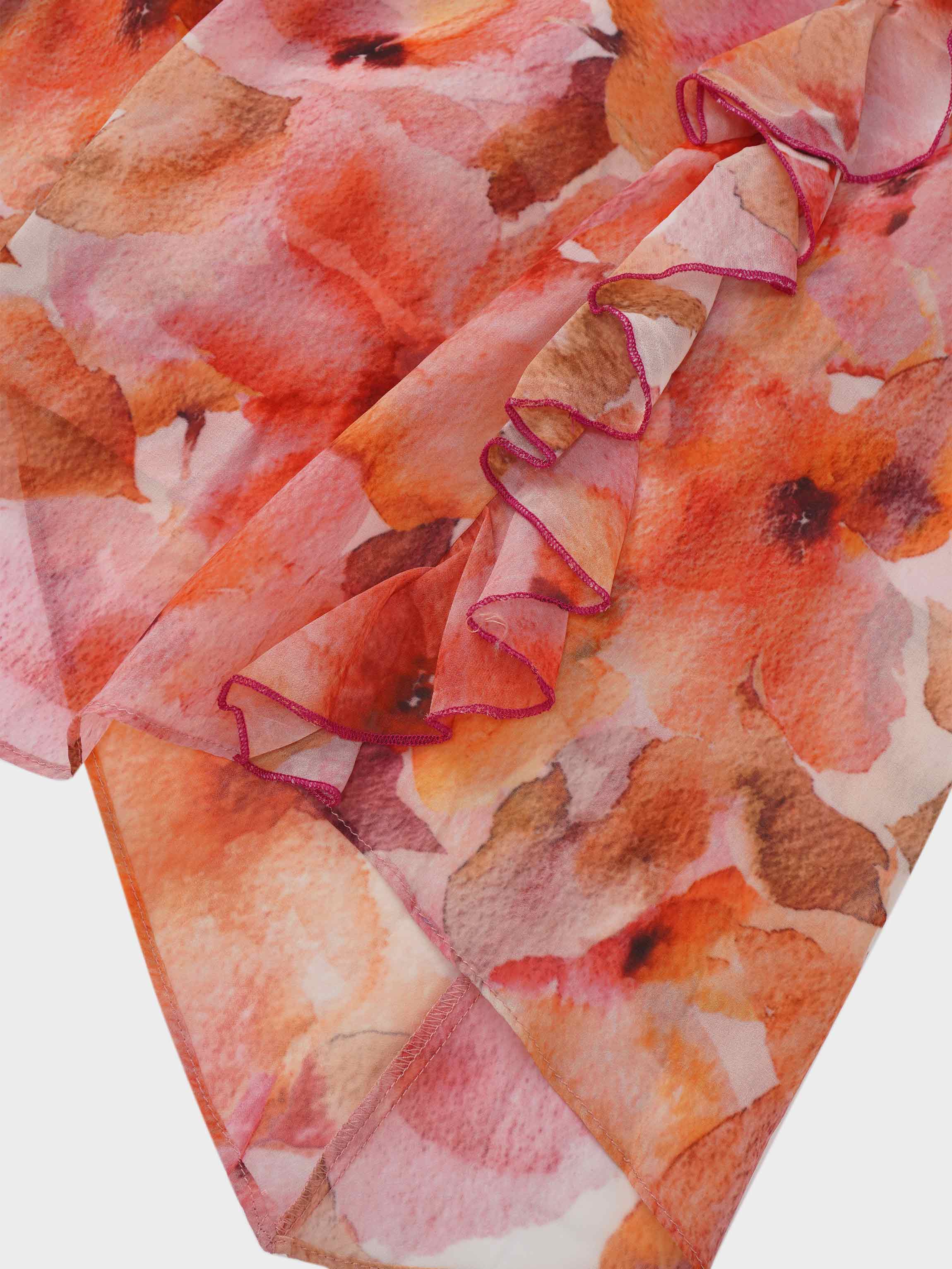 Asymmetrical Hem Dress-Spring Flowers