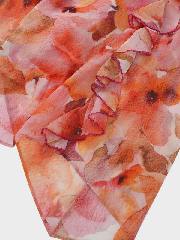 Asymmetrical Hem Dress-Spring Flowers