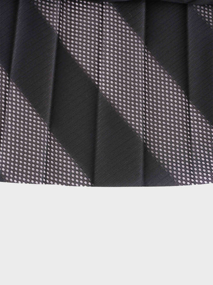 Perforated Pleated Skirt-Black