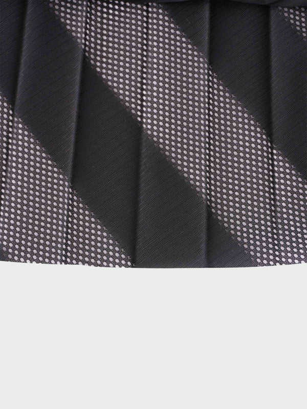 Perforated Pleated Skirt-Black