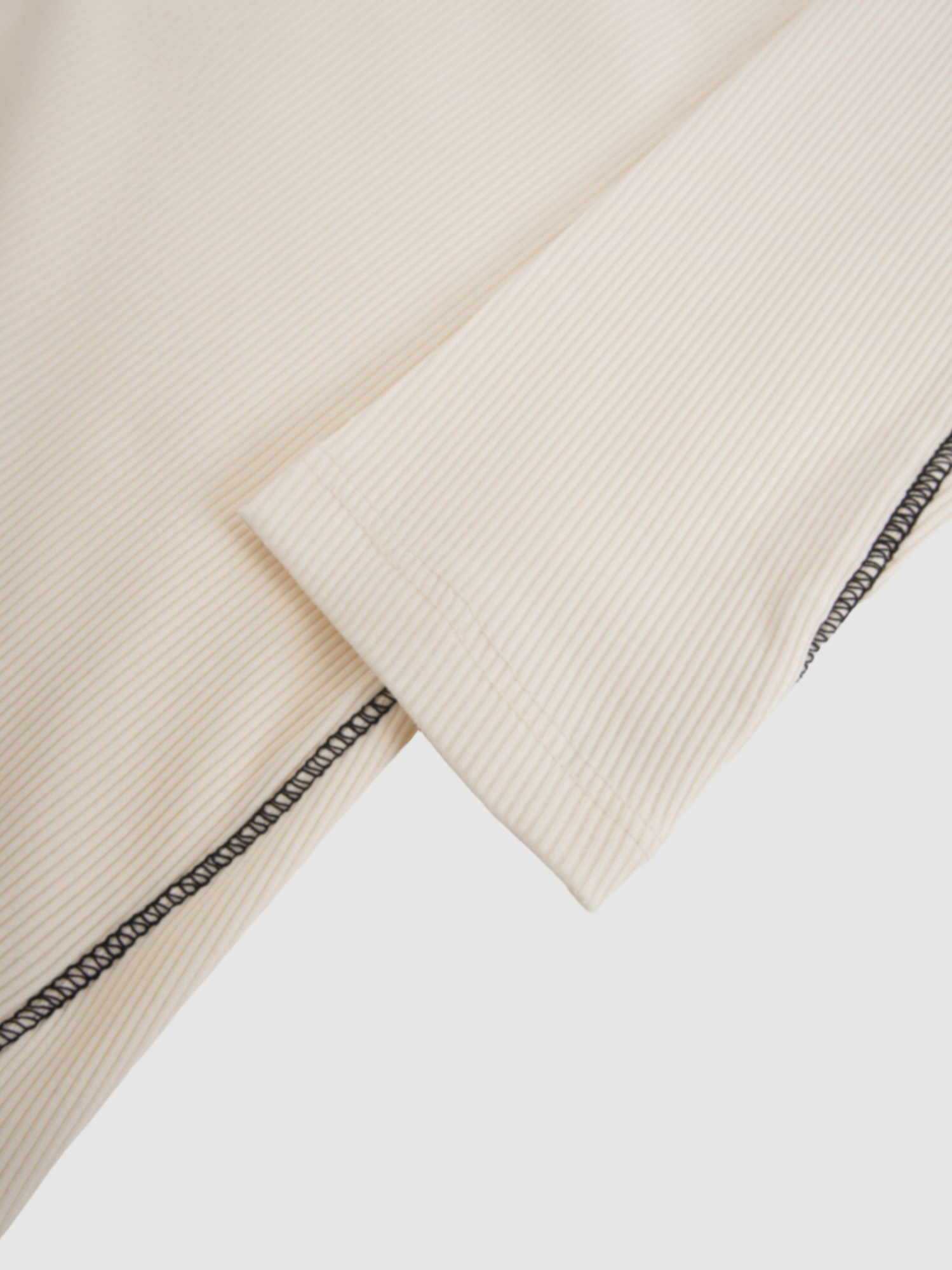 Cross Stitch Ribbed T-Shirt-Cream