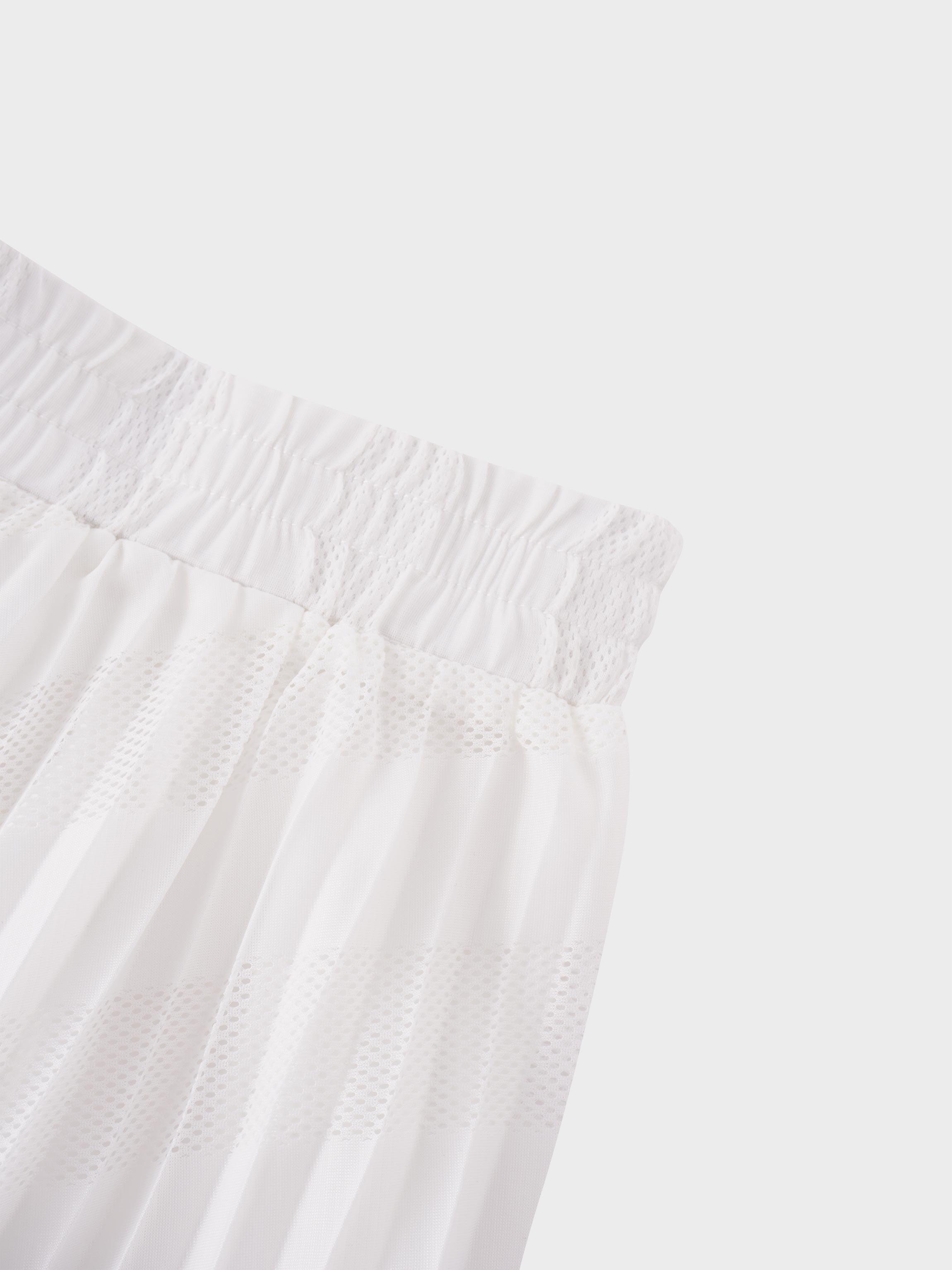 Perforated Pleated Skirt-White