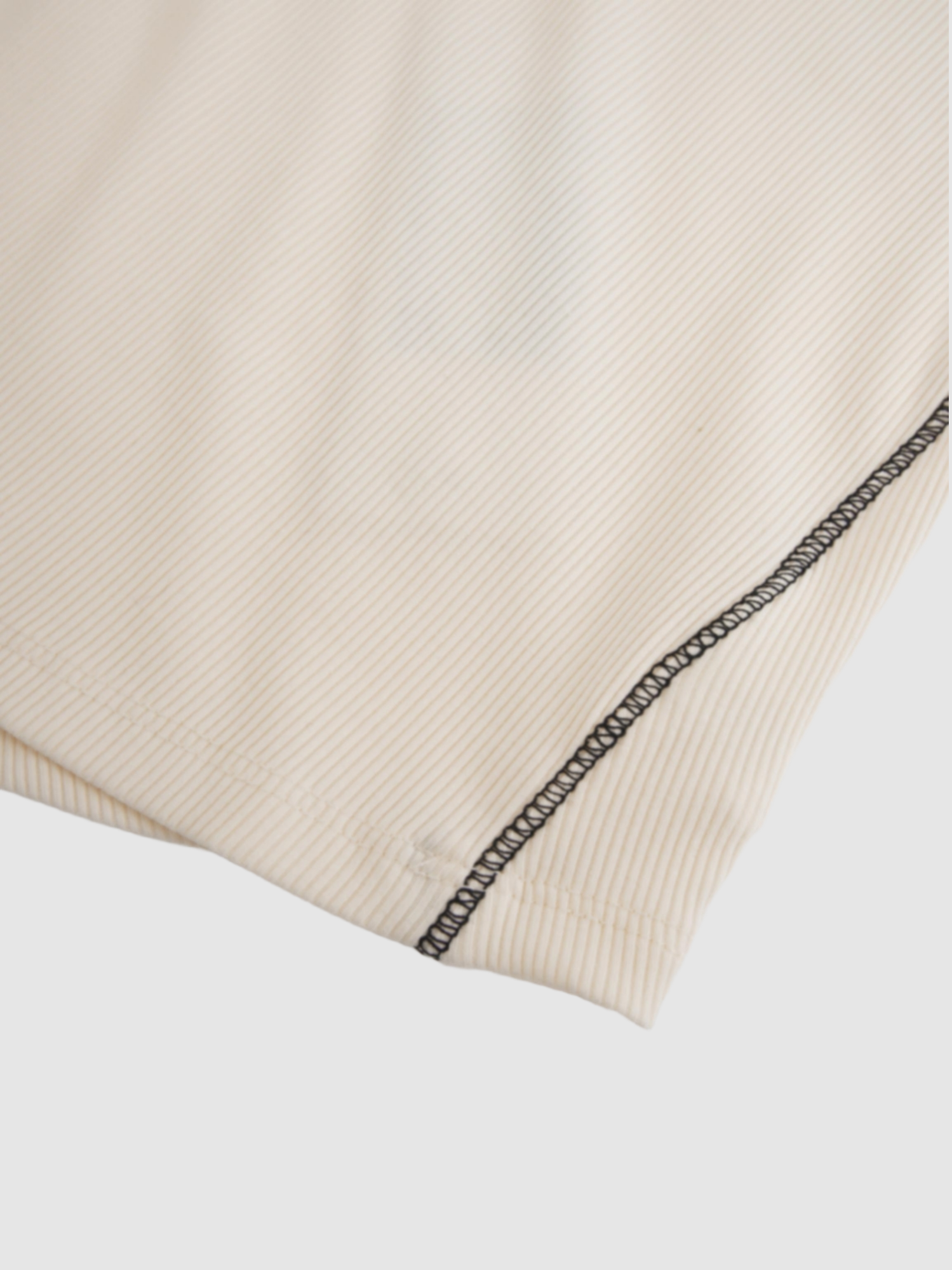 Cross Stitch Ribbed T-Shirt-Cream