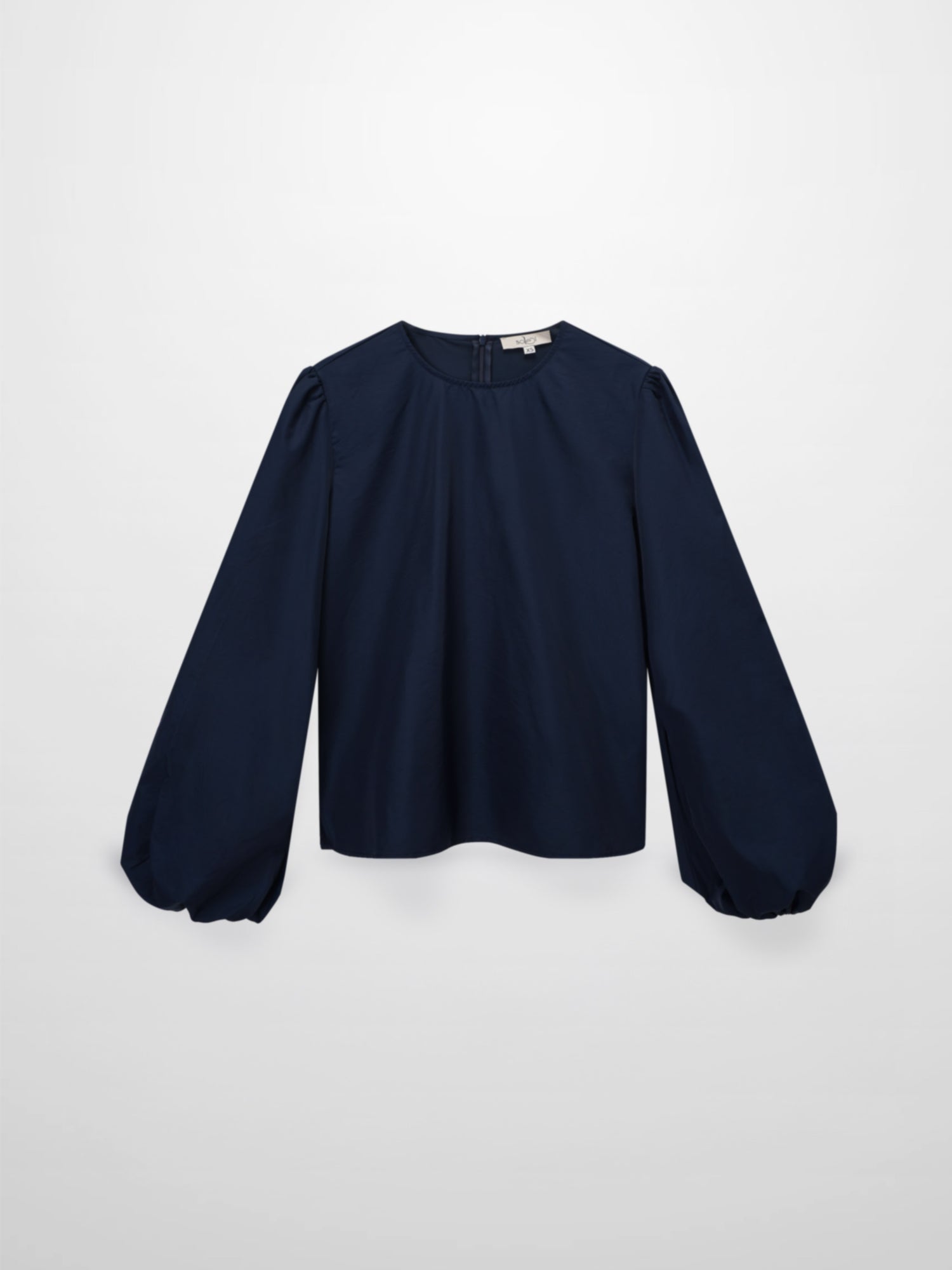 Bubble Sleeve Taffeta Top-Navy