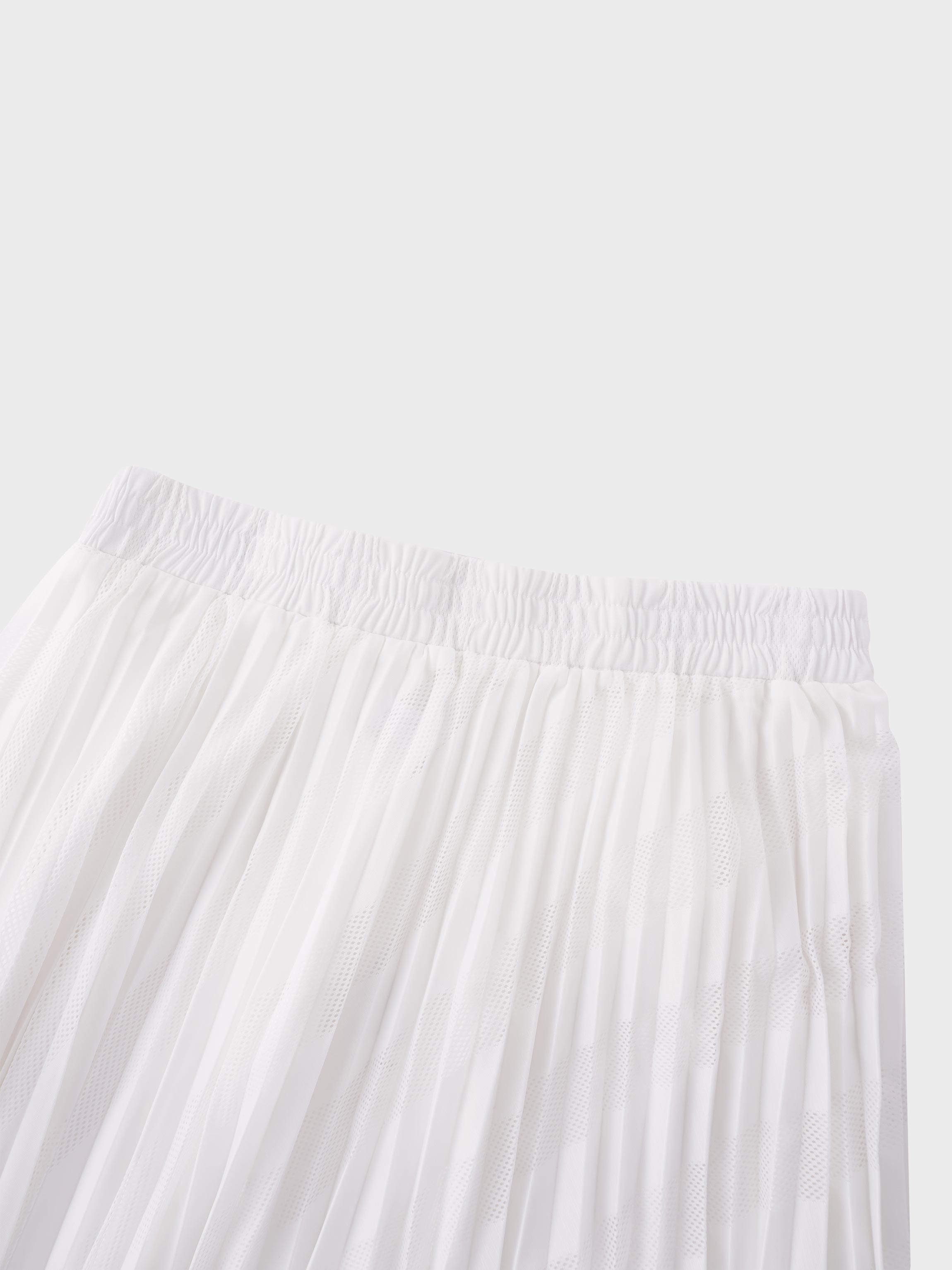 Perforated Pleated Skirt-White