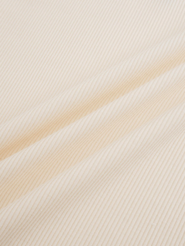Cross Stitch Ribbed T-Shirt-Cream