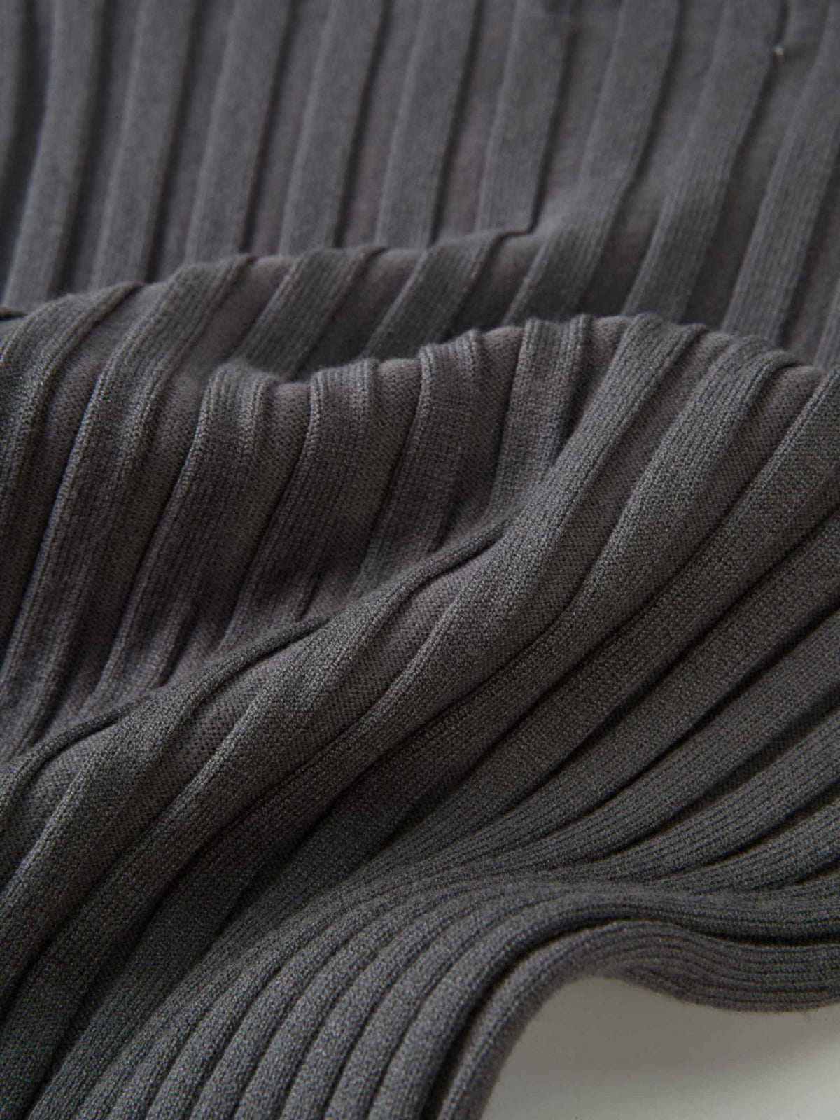Ribbed Crew Neck Sweater - Grey
