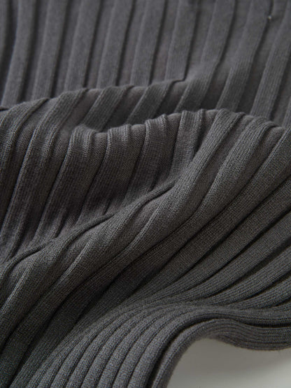 Ribbed Crew Neck Sweater - Grey