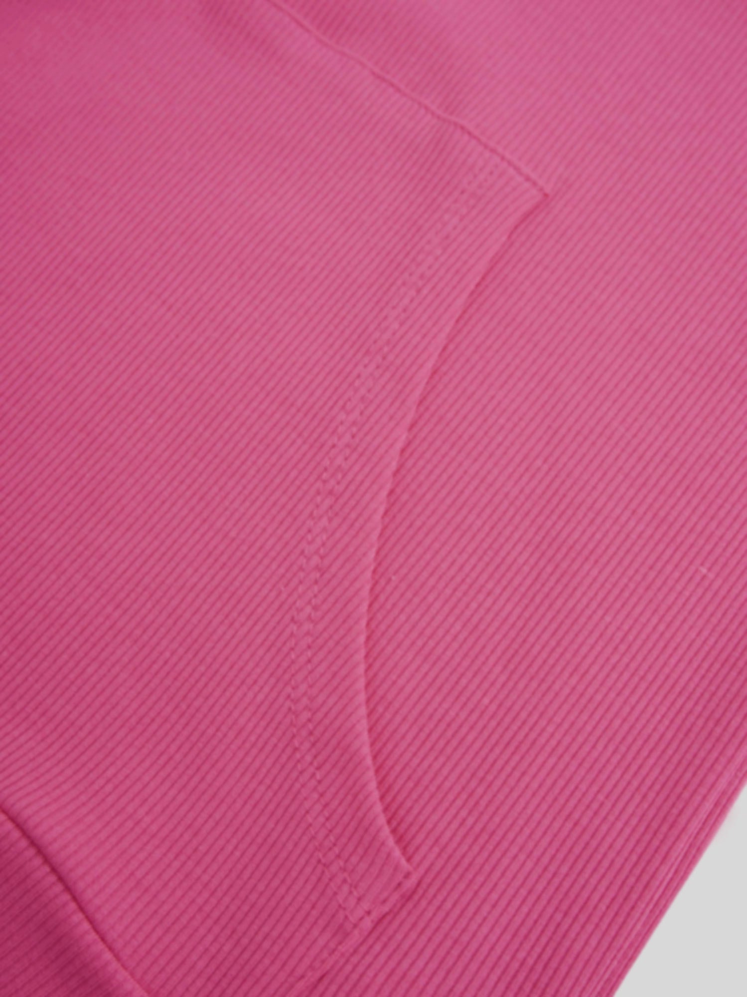 Ribbed Half Zip Hoodie Tee-Hot Pink