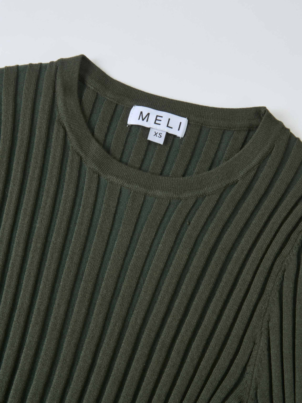 Ribbed Crew Neck Sweater - Green