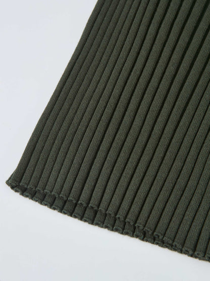 Ribbed Crew Neck Sweater - Green