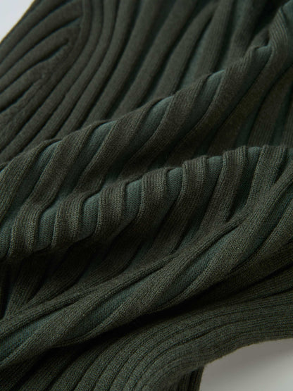 Ribbed Crew Neck Sweater - Green