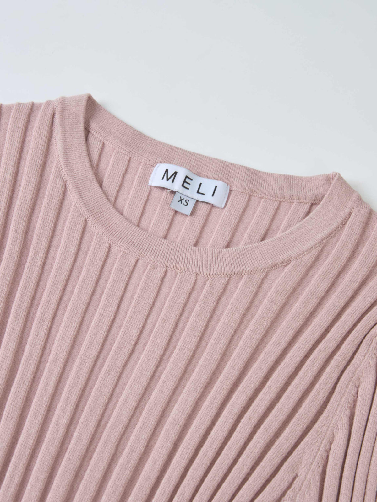 Ribbed Crew Neck Sweater - Pink