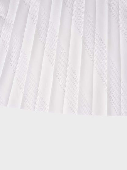 Perforated Pleated Skirt-White