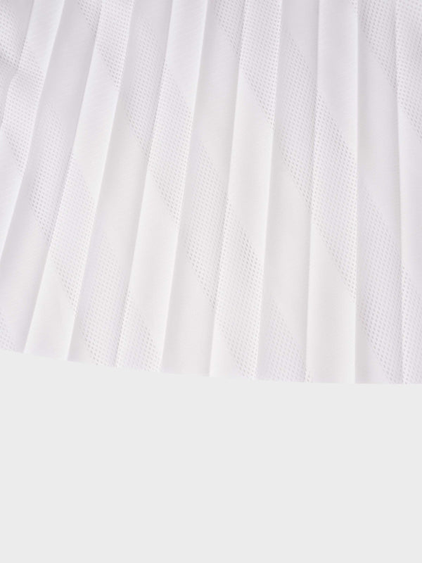 Perforated Pleated Skirt-White