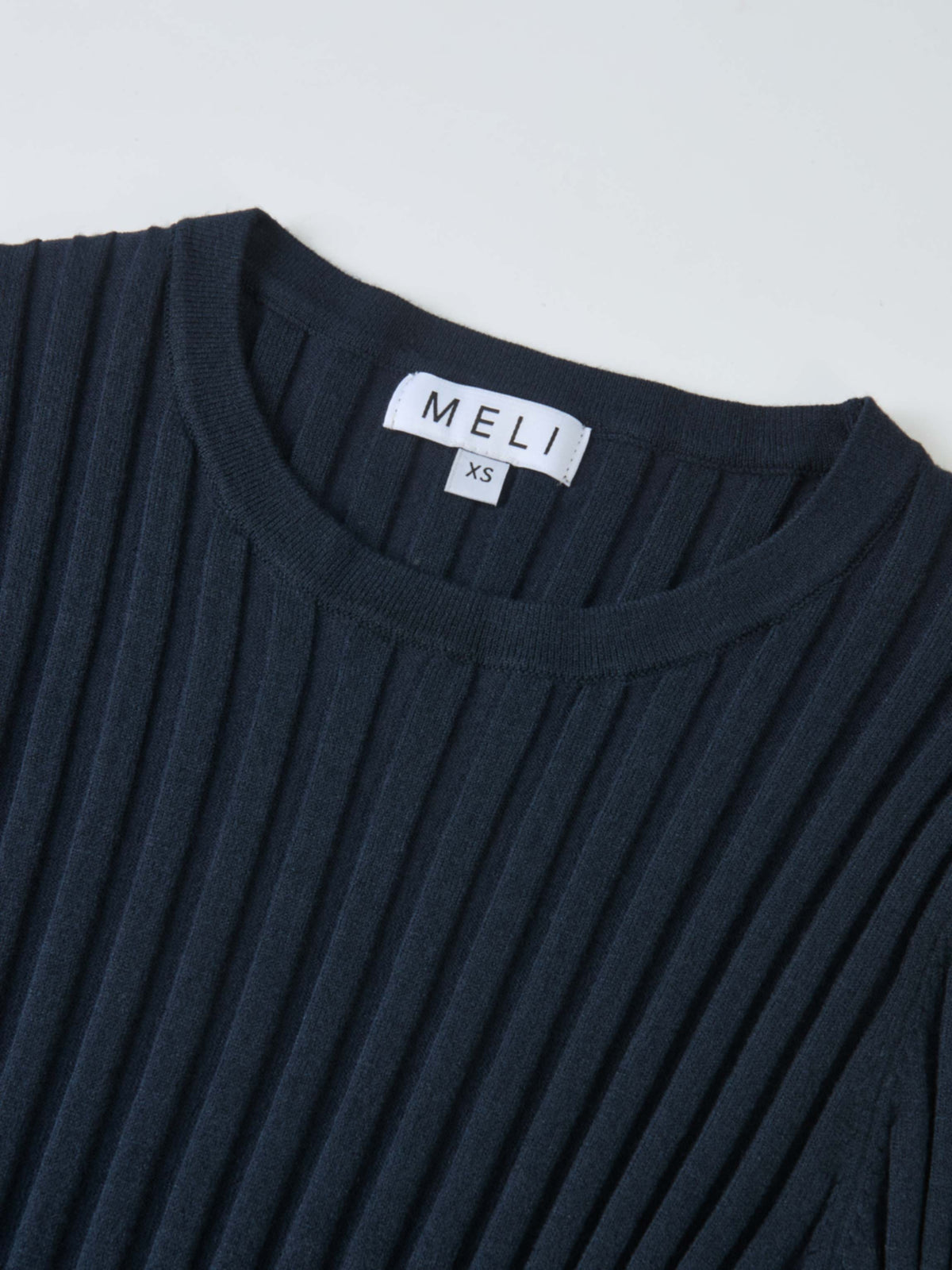 Ribbed Crew Neck Sweater - Navy