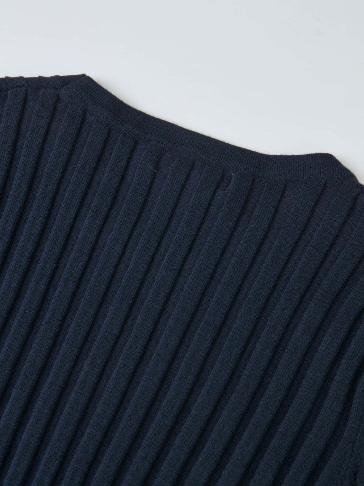 Ribbed Crew Neck Sweater - Navy