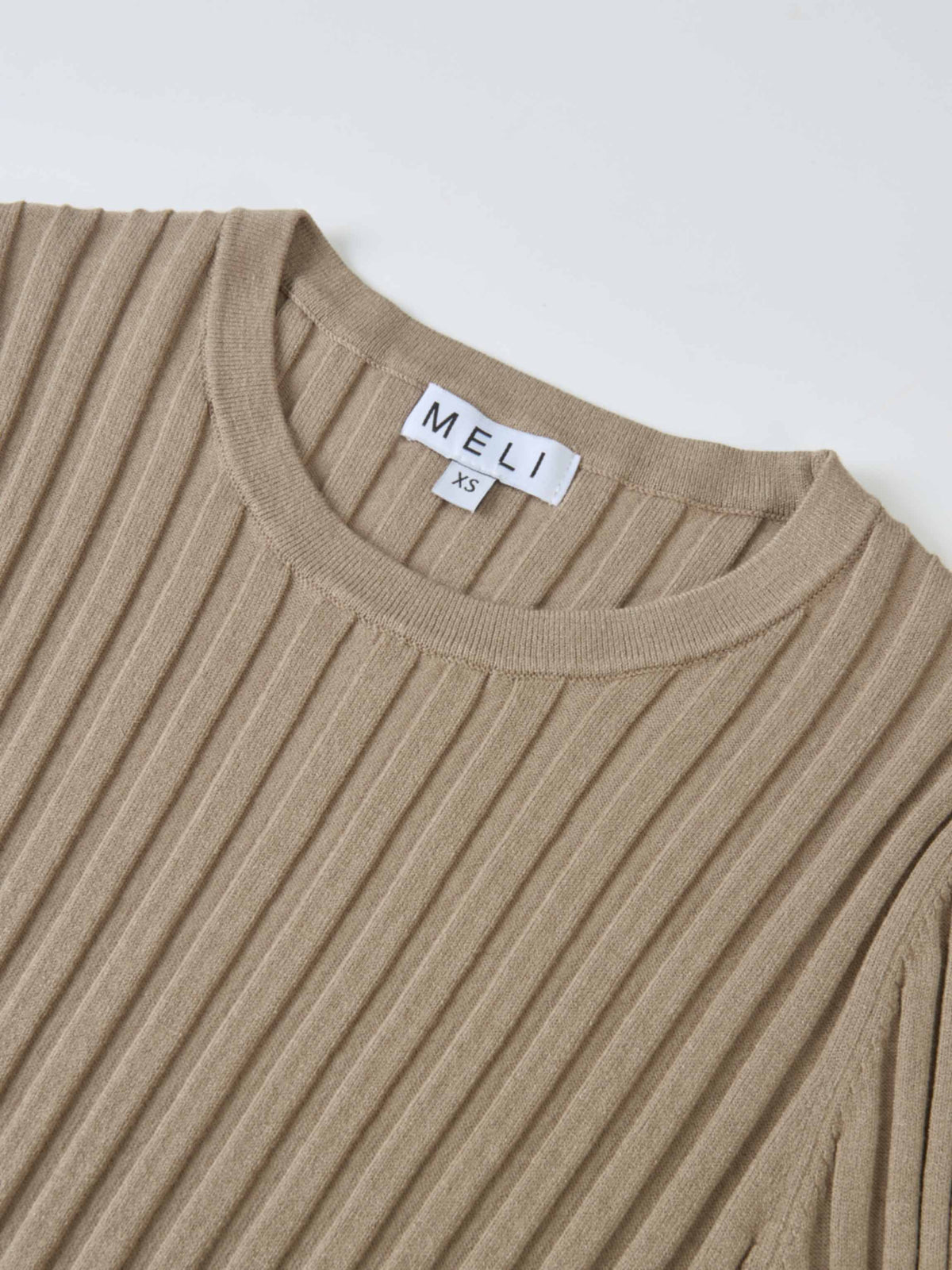 Ribbed Crew Neck Sweater - Warm Taupe