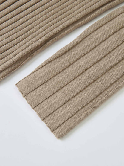 Ribbed Crew Neck Sweater - Warm Taupe