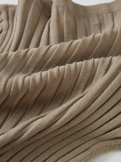 Ribbed Crew Neck Sweater - Warm Taupe