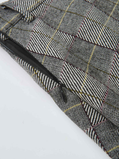 Curved Seam Full Skirt - Boxed Plaid